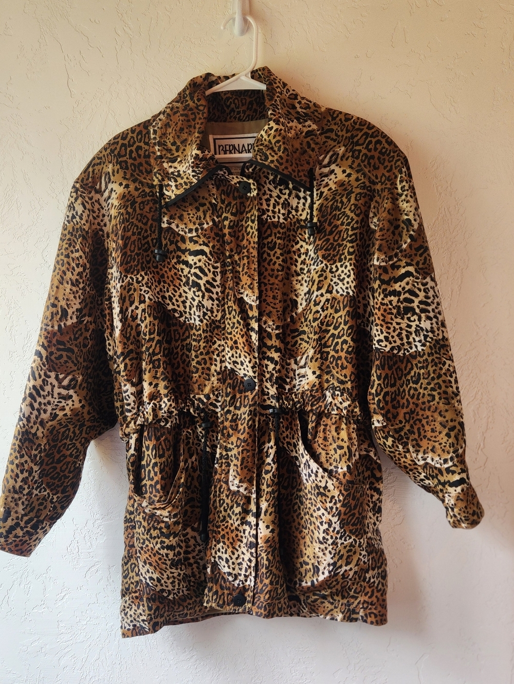 Bernardo Vintage 100% Silk Leopard Bomber Jacket